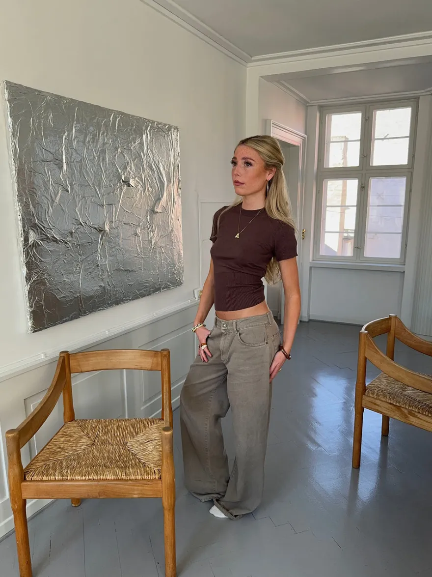 Design By Si Sylvia strikket t-shirt - Brun Hot