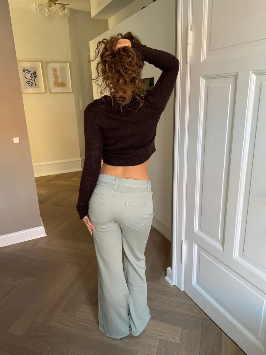 Design By Si Tanya bootcut fløjlsbukser - Lys kaki Hot