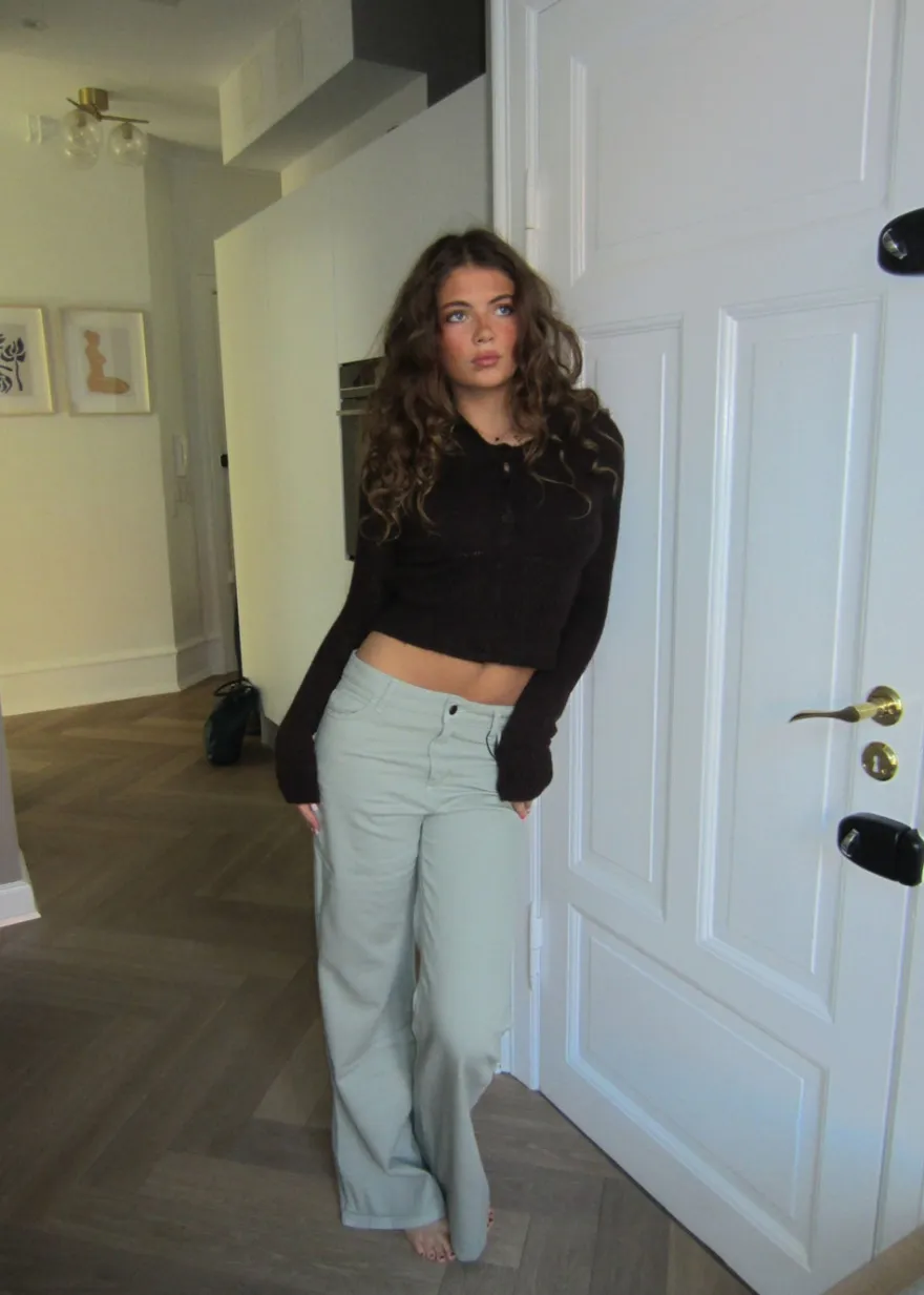 Design By Si Tanya bootcut fløjlsbukser - Lys kaki Hot
