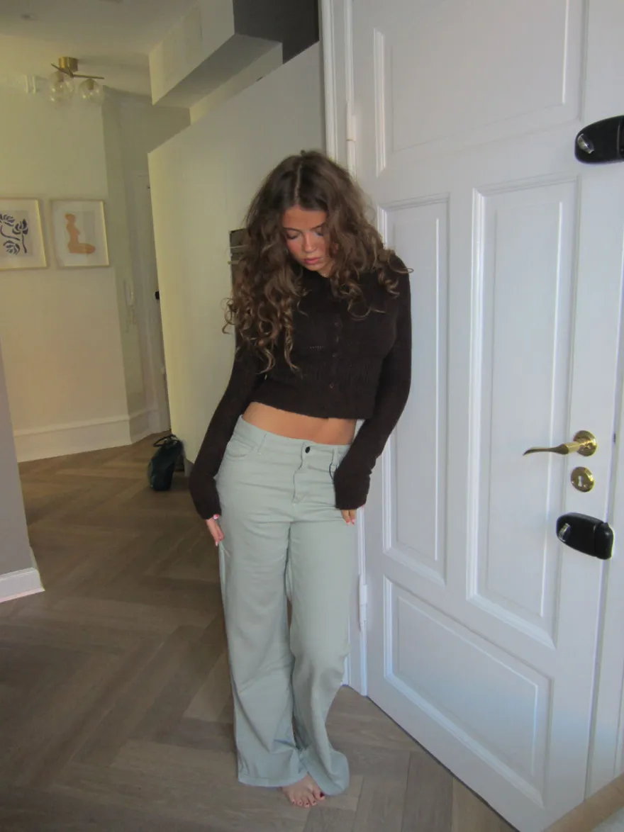 Design By Si Tanya bootcut fløjlsbukser - Lys kaki Hot