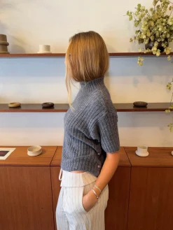 Design By Si Tassi striktrøje med turtleneck - Grå Discount