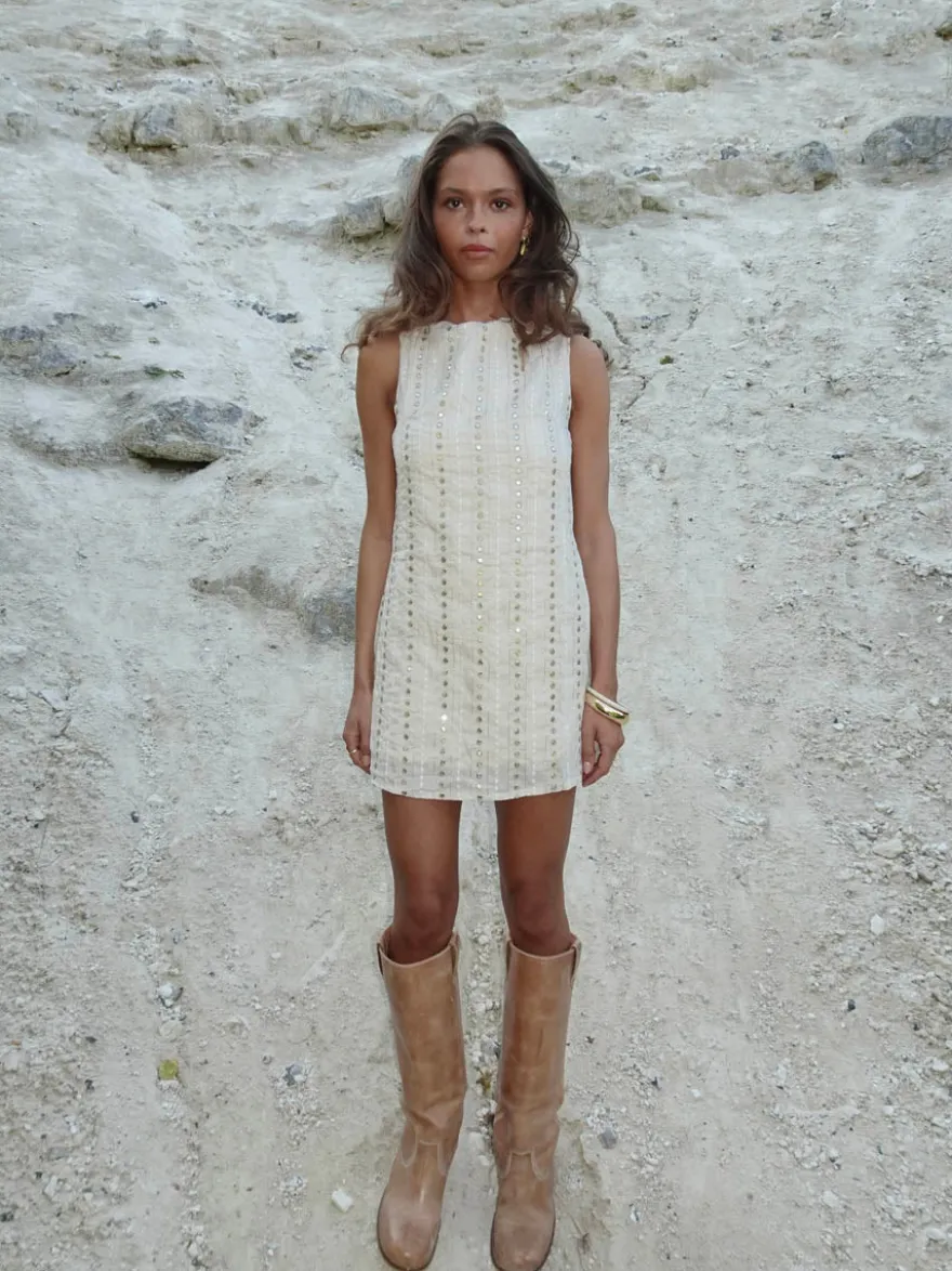 Design By Si Tassy minikjole - Beige Discount