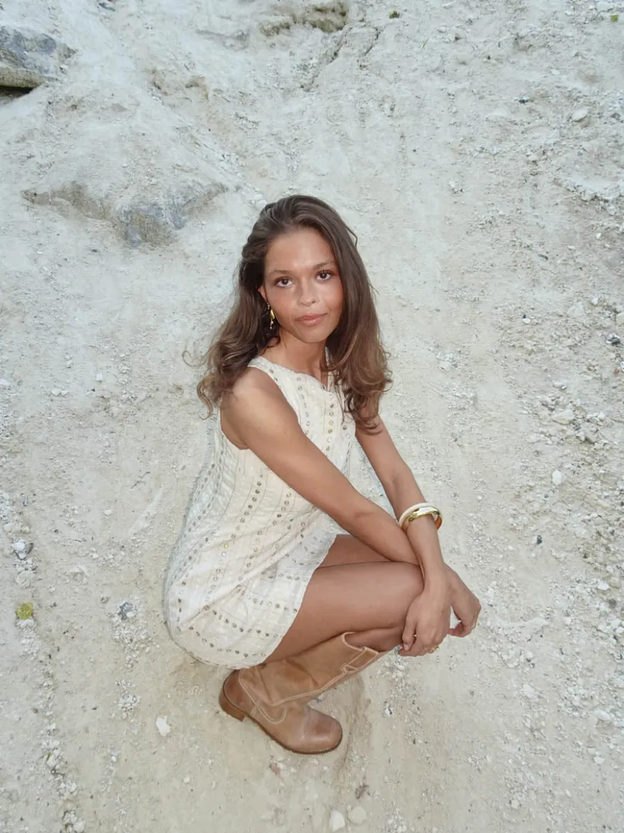 Design By Si Tassy minikjole - Beige Discount