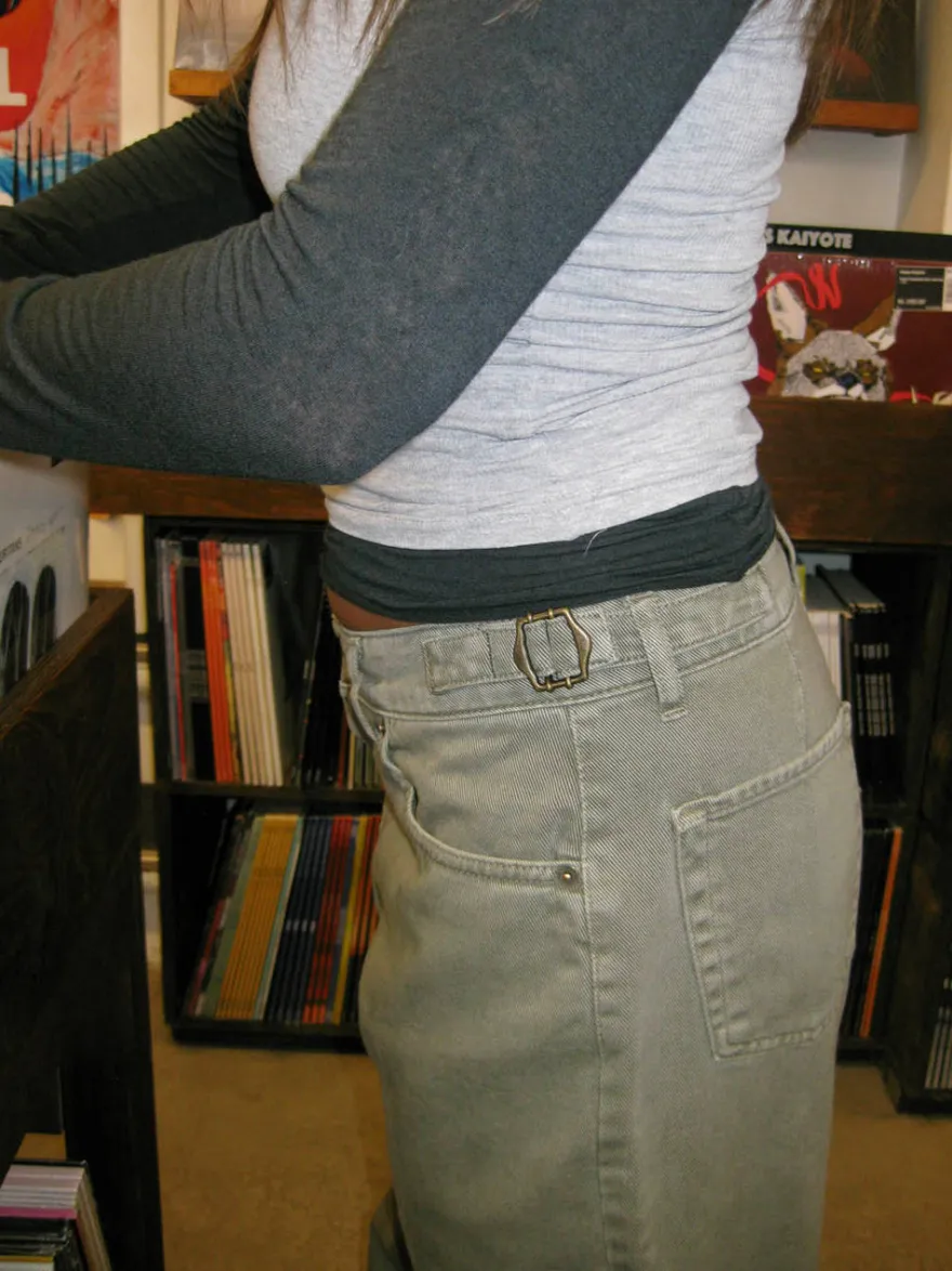 Design By Si Taya jeans med spændedetaljer - Sage grøn Hot