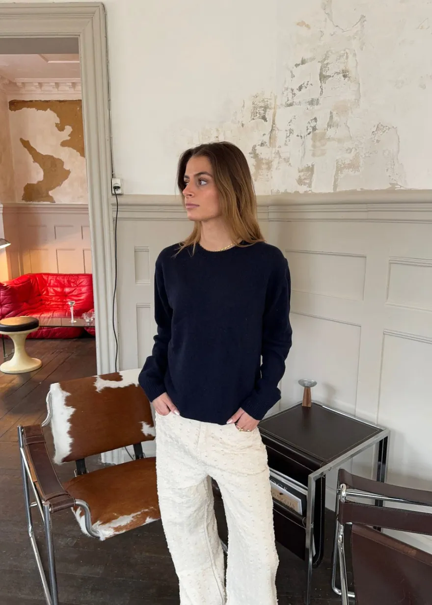 Design By Si Tea sweater i uld - Navy Discount
