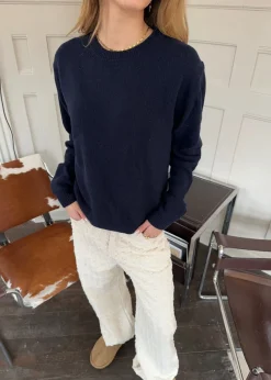 Design By Si Tea sweater i uld - Navy Discount