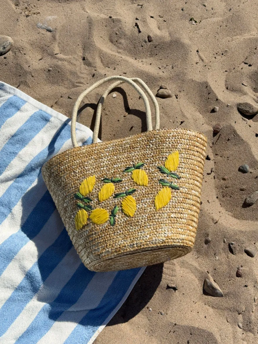 Design By Si Terlizzi flettet taske med citroner - Beige/gul Sale