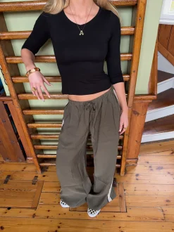 Design By Si Tessy bluse med trekvartærmer - Sort Clearance