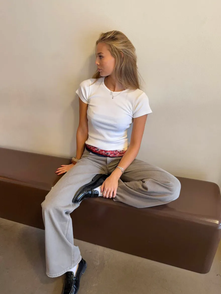 Design By Si Tiana t-shirt med rib - Hvid Sale