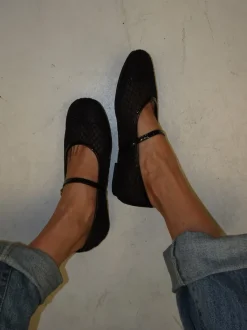 Design By Si Tilda ballerinaer i mesh med spænde - Sort New