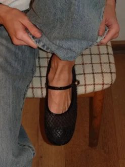 Design By Si Tilda ballerinaer i mesh med spænde - Sort New