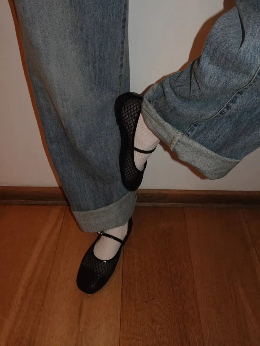 Design By Si Tilda ballerinaer i mesh med spænde - Sort New