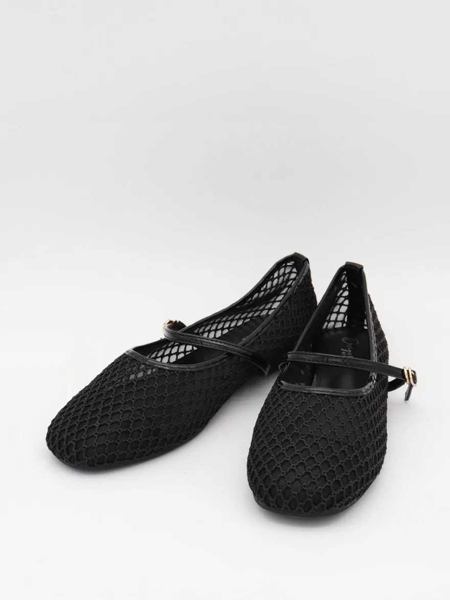 Design By Si Tilda ballerinaer i mesh med spænde - Sort New