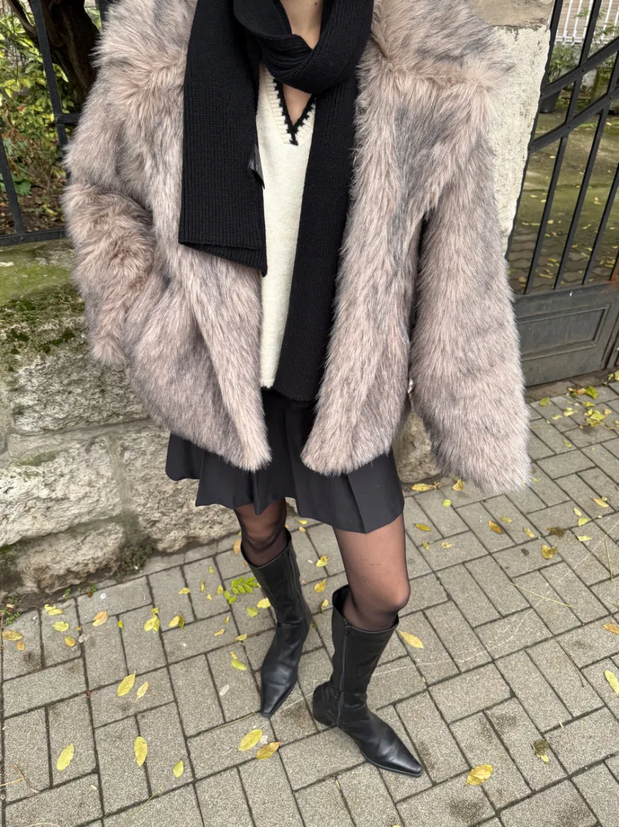 Design By Si Tilla pelsjakke - Beige Best
