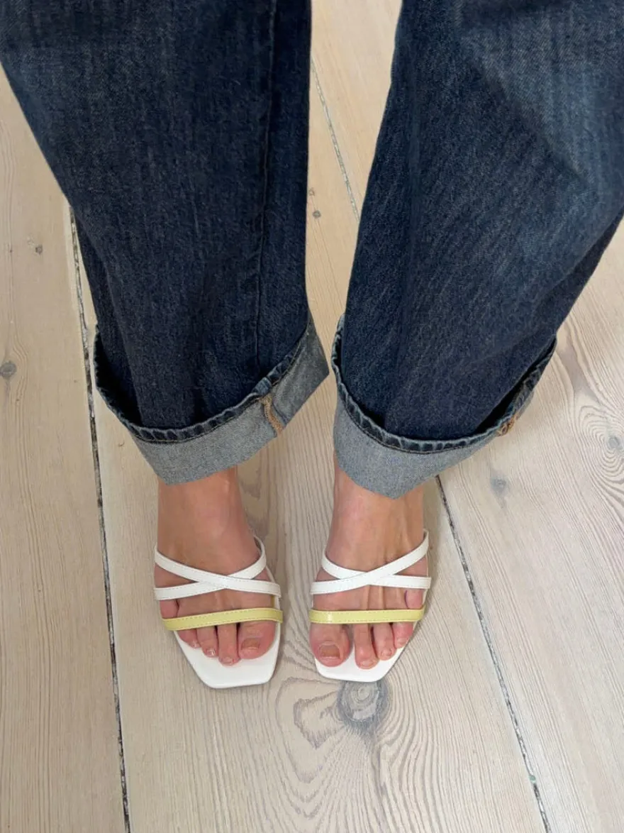 Design By Si Tillia hæle - Hvid/gul Outlet