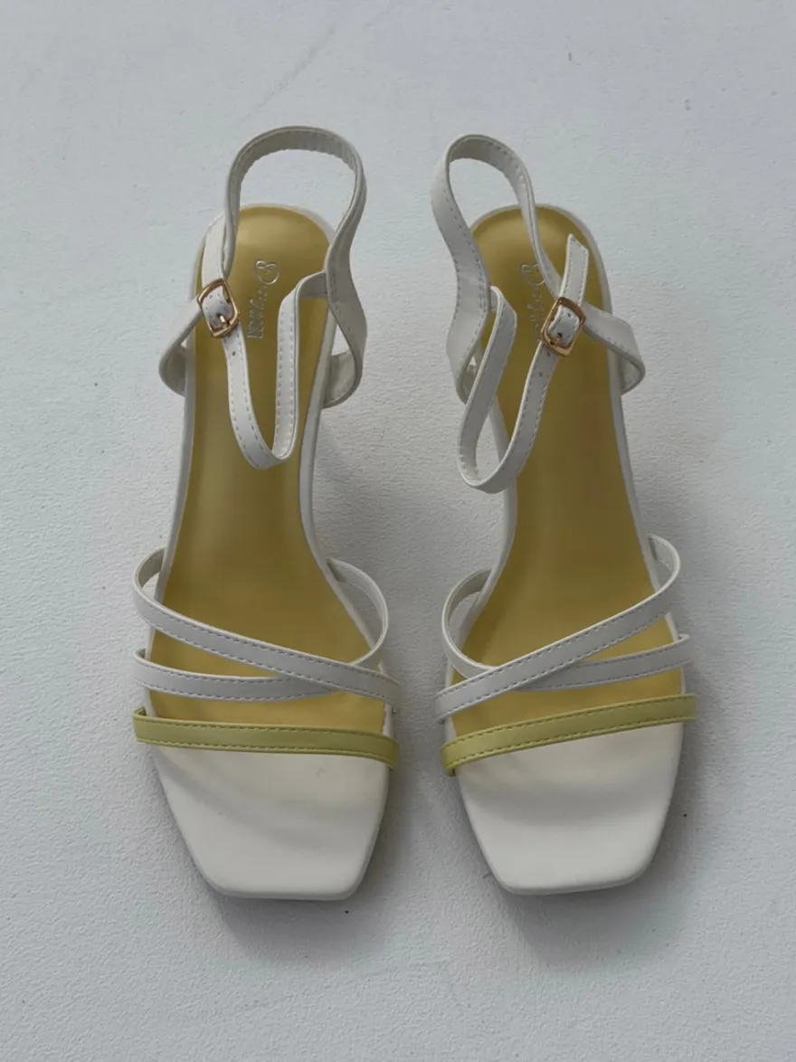 Design By Si Tillia hæle - Hvid/gul Outlet