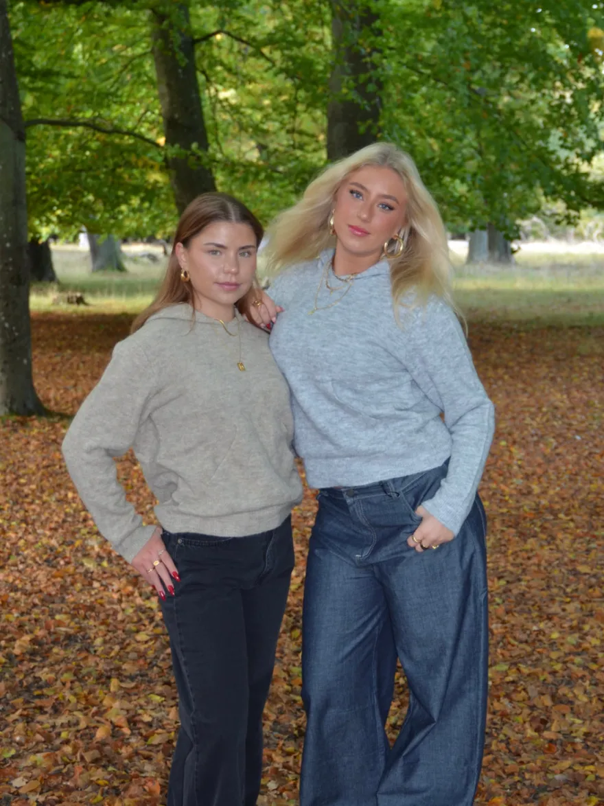 Design By Si Tilly strikket hættetrøje - Grå Outlet