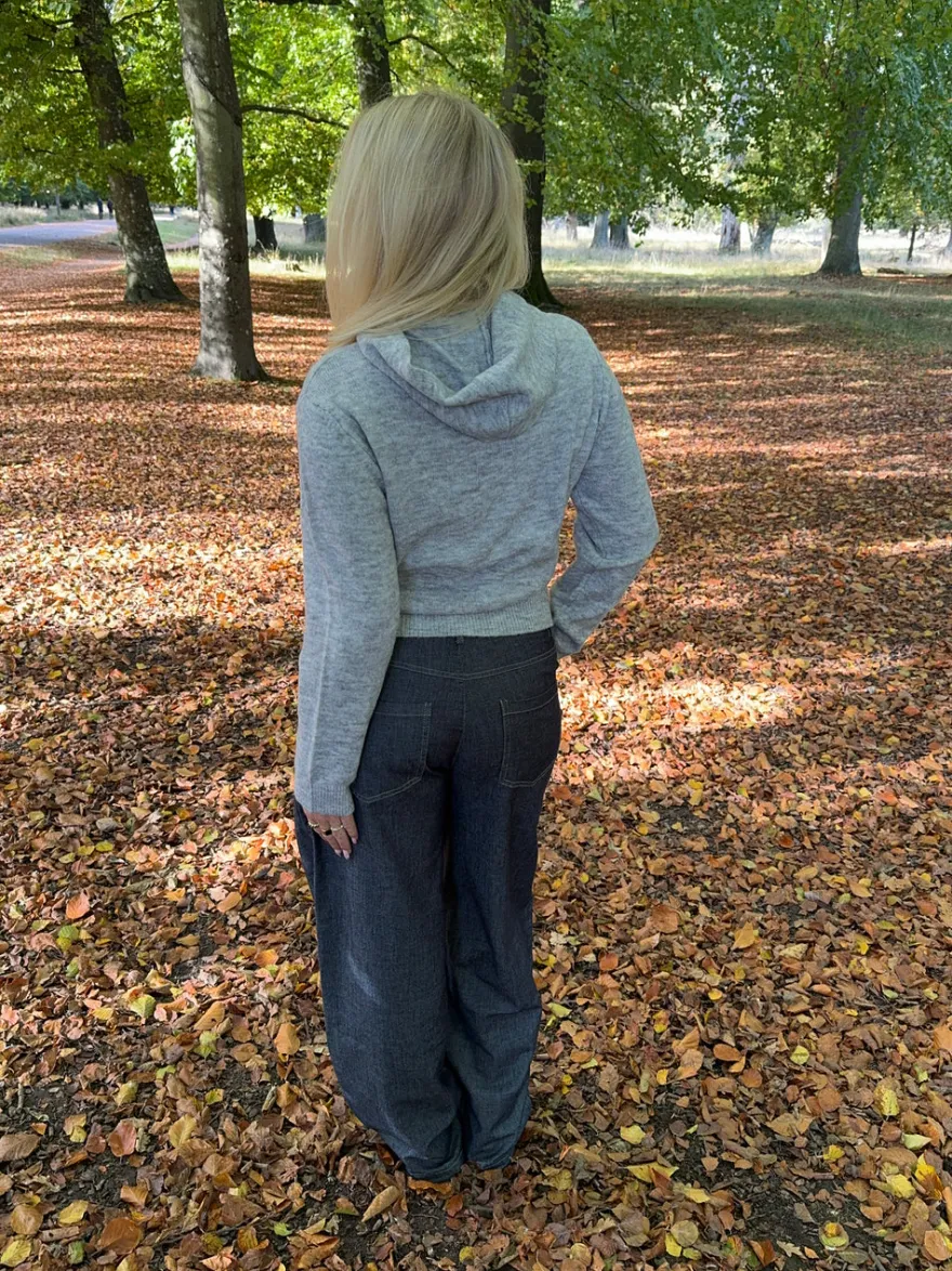 Design By Si Tilly strikket hættetrøje - Grå Outlet