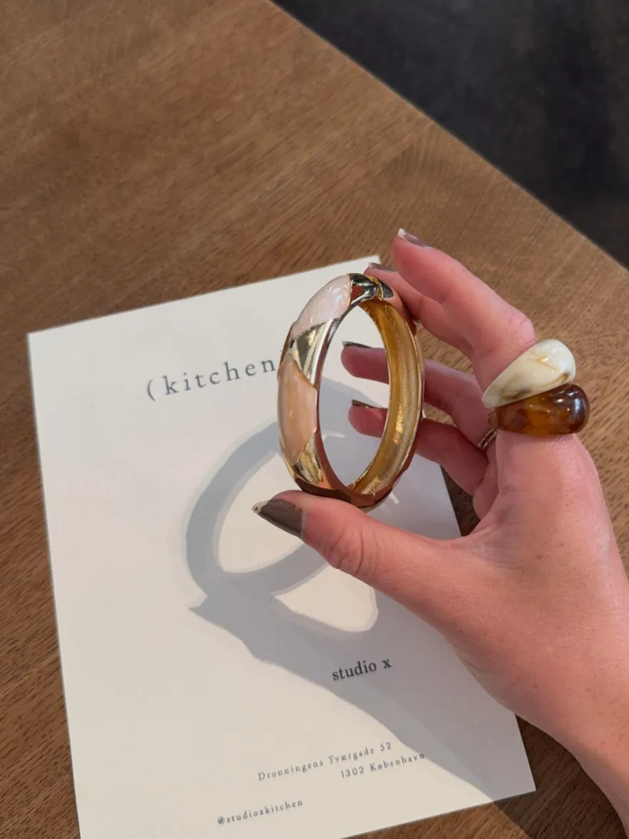 Design By Si Tove armbånd med mønster - Nude/brun/guld Best