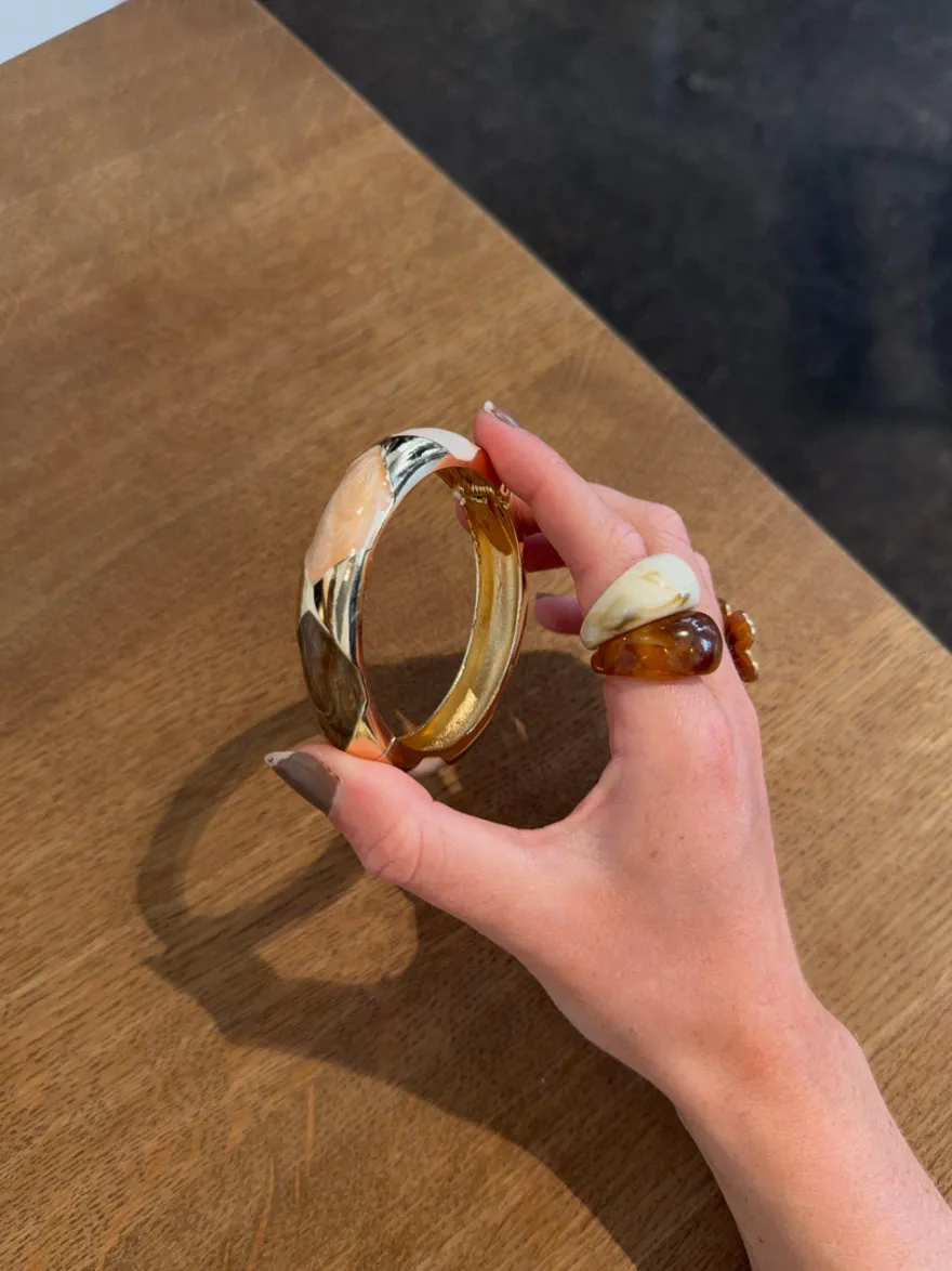 Design By Si Tove armbånd med mønster - Nude/brun/guld Best