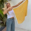 Design By Si Tørklæde med polkaprikker - Gul/hvid Outlet