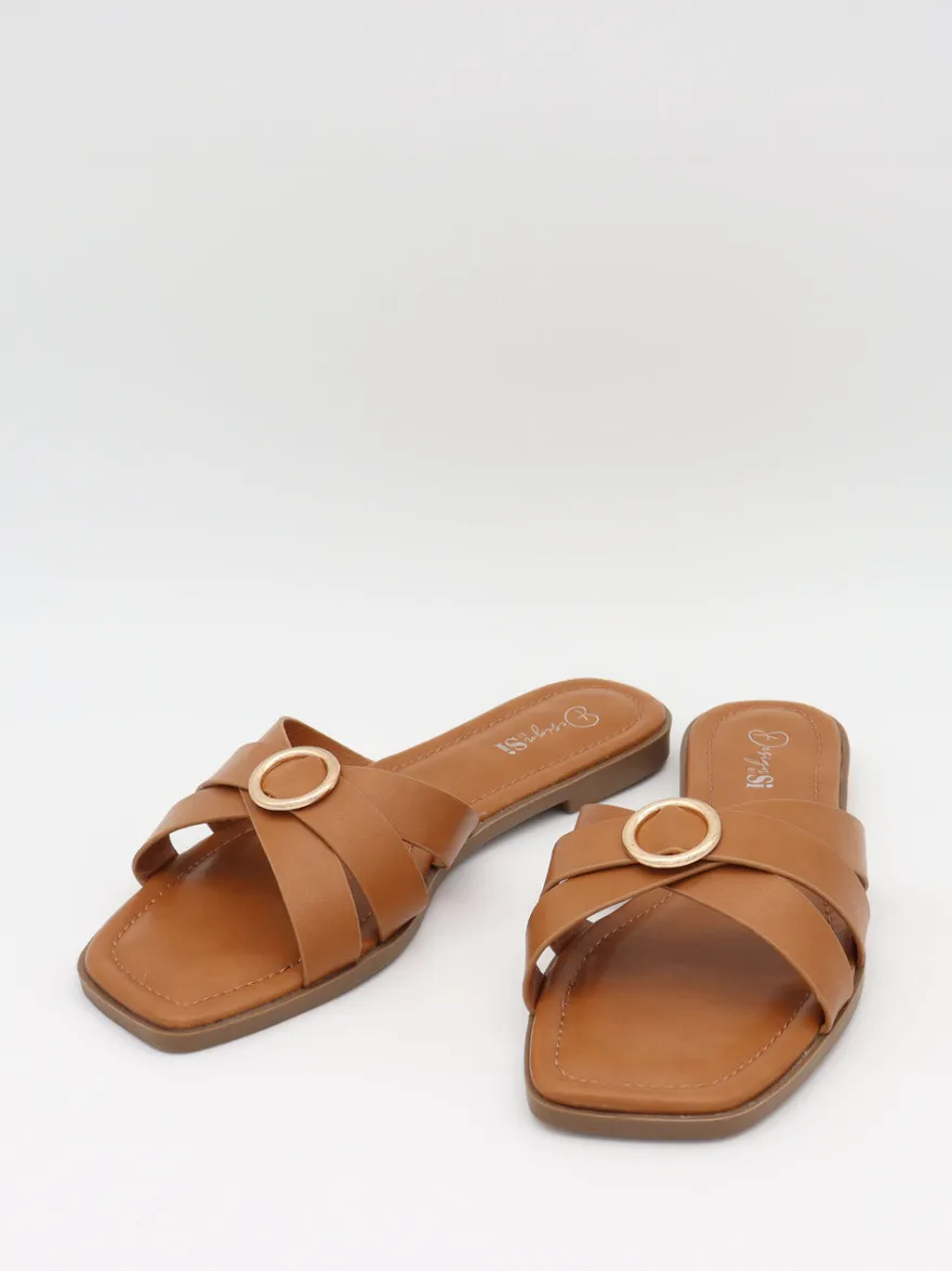 Design By Si Tuja sandaler med spændedetalje - Brun Online