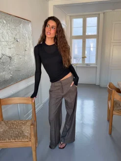 Design By Si Tulle suitbukser med tern - Brun/sort Online