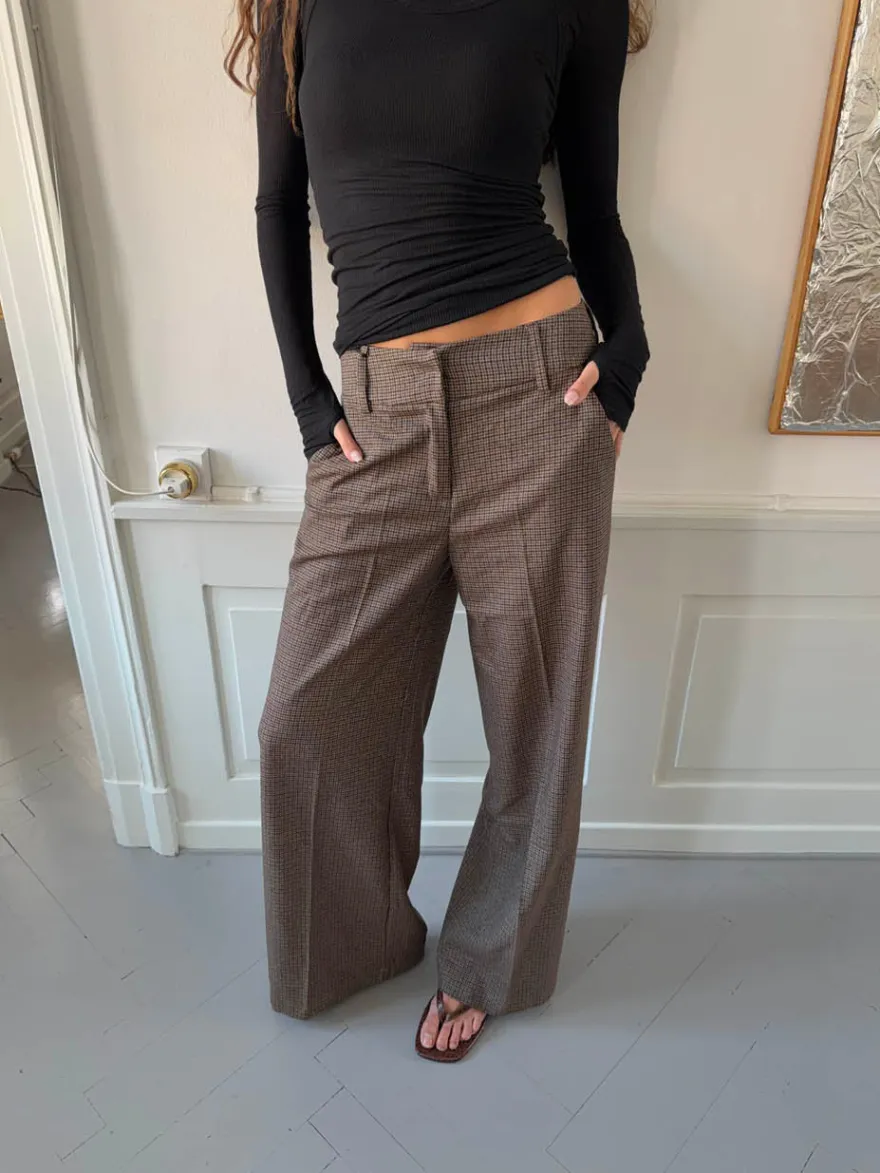 Design By Si Tulle suitbukser med tern - Brun/sort Online