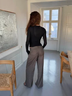 Design By Si Tulle suitbukser med tern - Brun/sort Online