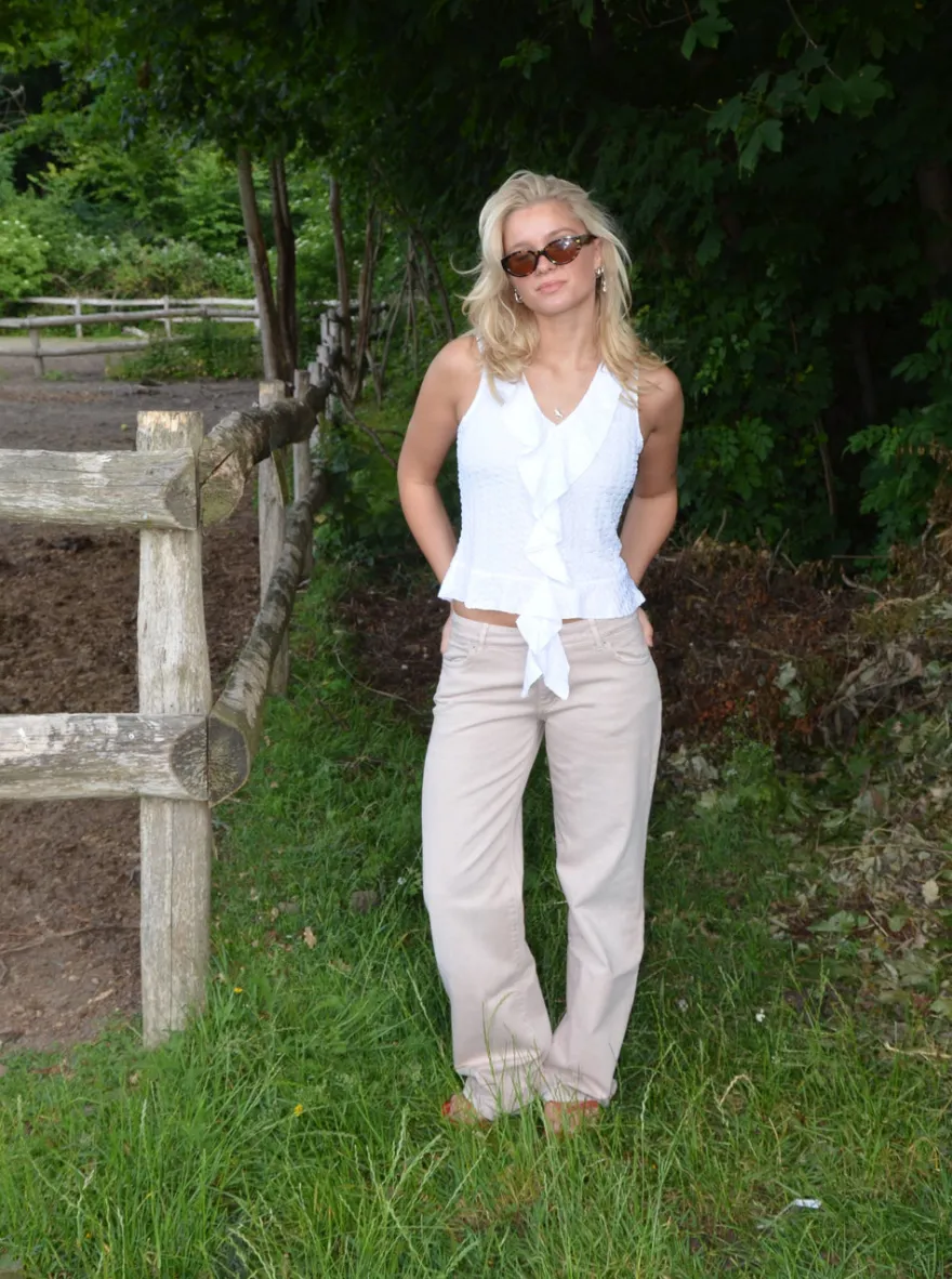Design By Si Tuva lavtaljede jeans - Beige