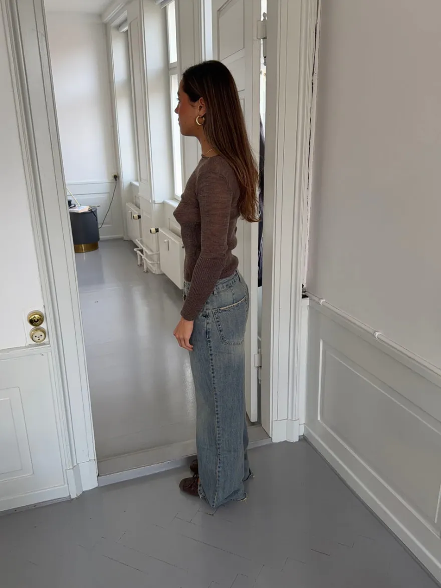 Design By Si Tuva lavtaljede jeans - Lys denim Discount