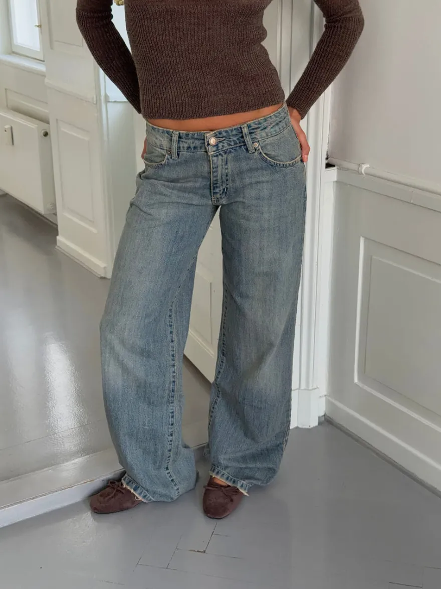 Design By Si Tuva lavtaljede jeans - Lys denim Discount