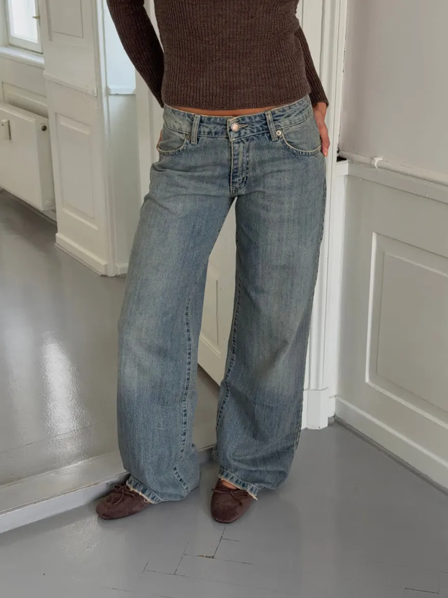Design By Si Tuva lavtaljede jeans - Lys denim Discount