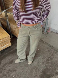 Design By Si Tuva lavtaljede jeans - Sage grøn Discount