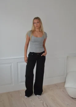 Design By Si Tuva lavtaljede jeans - Sort Sale