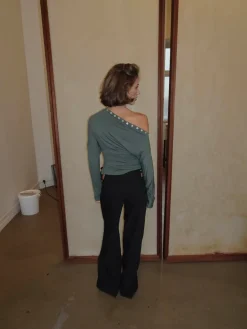 Design By Si Ukana bluse med knapper - Kaki Online