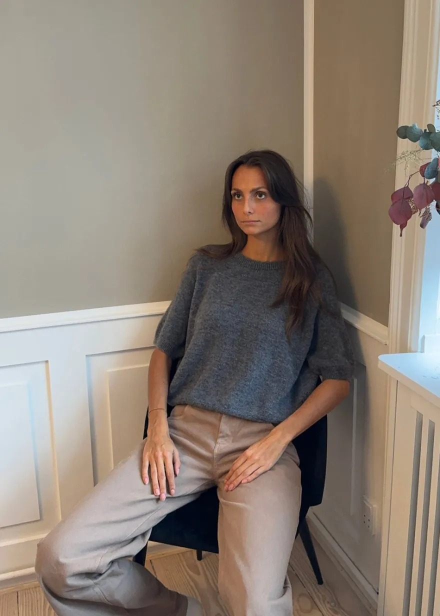 Design By Si Ulla kortærmet striktrøje - Mørk grå Online
