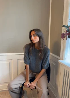 Design By Si Ulla kortærmet striktrøje - Mørk grå Online
