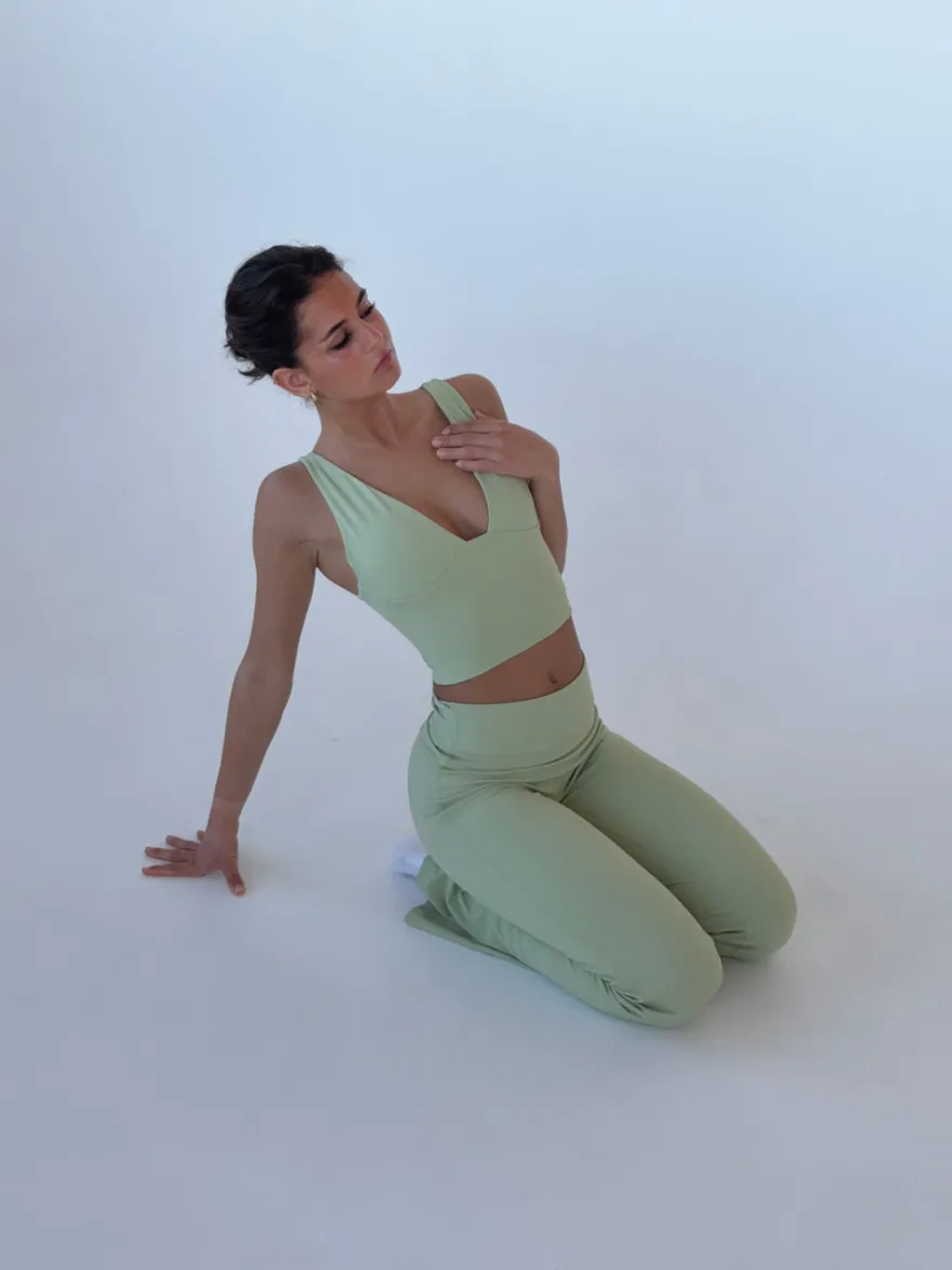 Design By Si Ultimate v-neck top - Matcha Best
