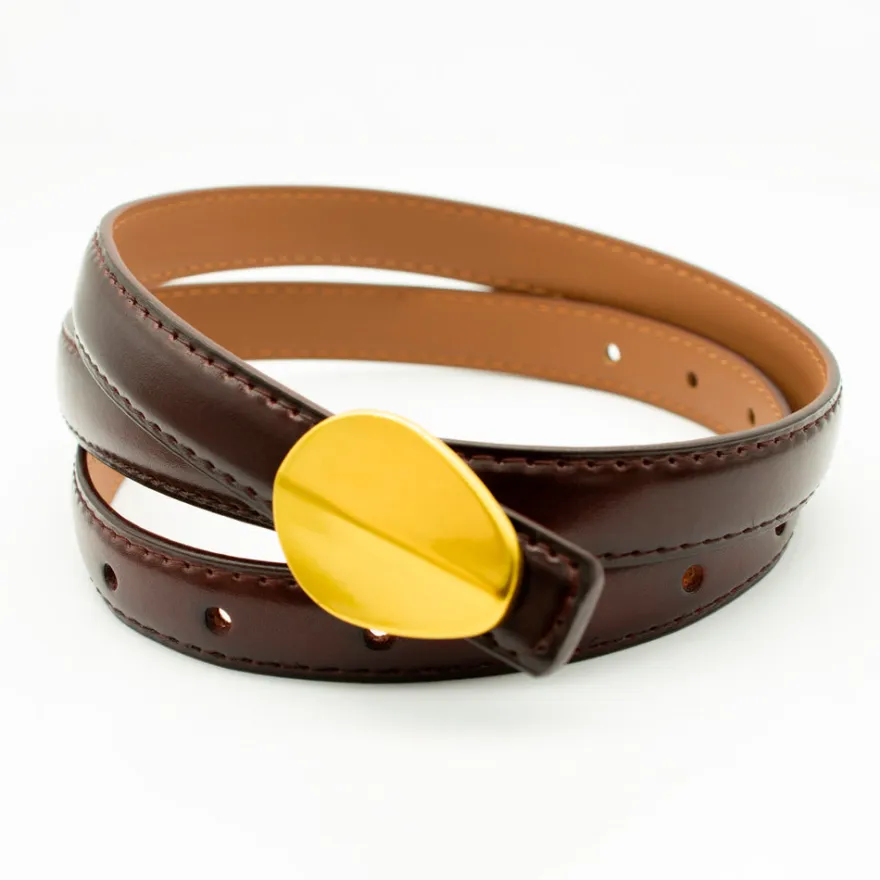 Design By Si Urban bælte - Mørke brun/guld Online