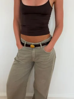 Design By Si Urban bælte - Mørke brun/guld Online