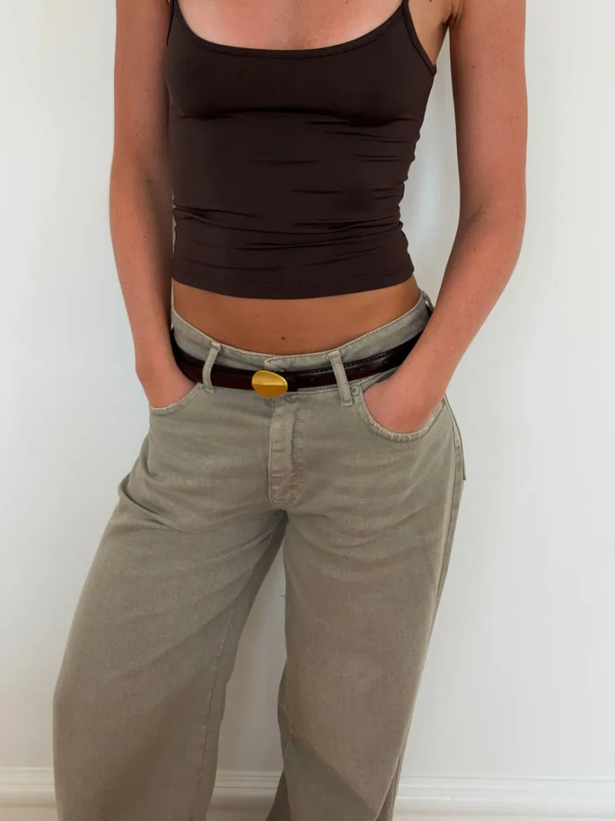 Design By Si Urban bælte - Mørke brun/guld Online