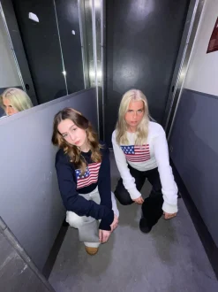 Design By Si US flag strik - Hvid Online