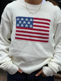 Design By Si US flag strik - Hvid Online
