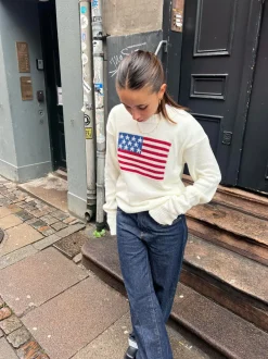 Design By Si US flag strik - Hvid Online