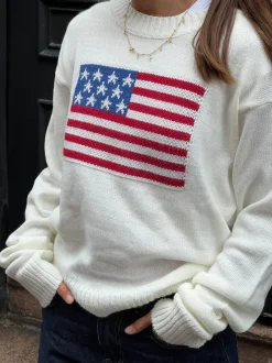 Design By Si US flag strik - Hvid Online