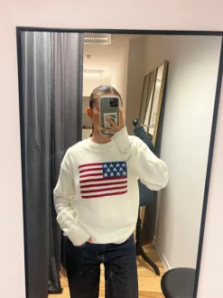 Design By Si US flag strik - Hvid Online