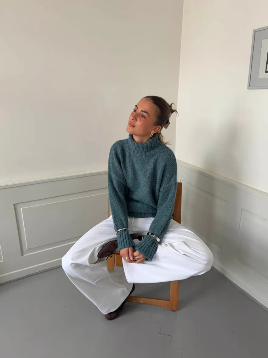 Design By Si Valdamara oversized striktrøje med turtleneck - Blå Best