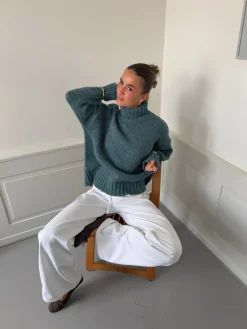 Design By Si Valdamara oversized striktrøje med turtleneck - Blå Best