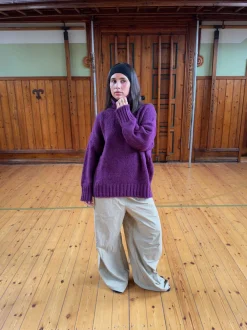 Design By Si Valdamara oversized striktrøje med turtleneck - Lilla